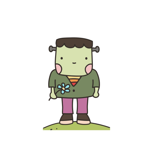 SVG Cute monster with flowers