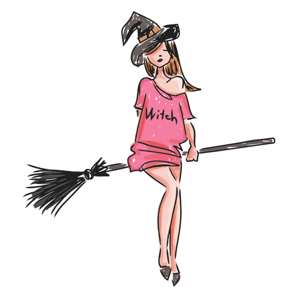 SVG Cute young witch sketch