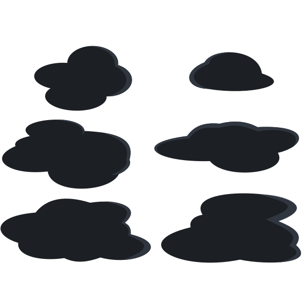 SVG Dark grey clouds set vector clip art