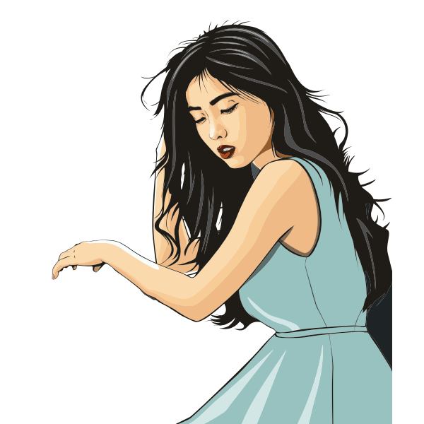 SVG Dark haired Asian lady