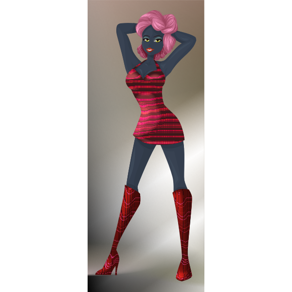 SVG Dark-skinned girl in red clothes