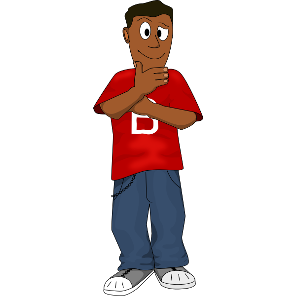 SVG Dark-skinned thinking boy