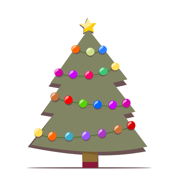 SVG Decorated Christmas Tree Vector Drawing