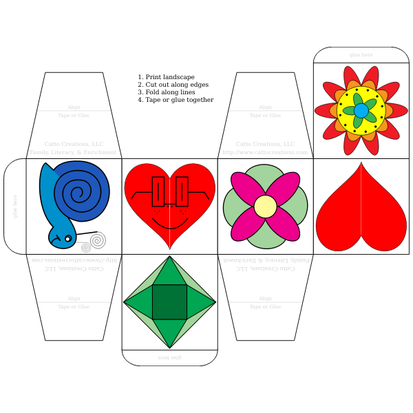 SVG Decorated cube box for cutting vector illustration