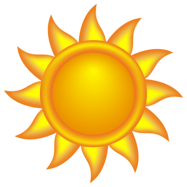 SVG Decorative glowing sun with spokes vector clip art