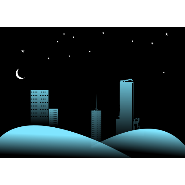 SVG Deep Night Cityscape