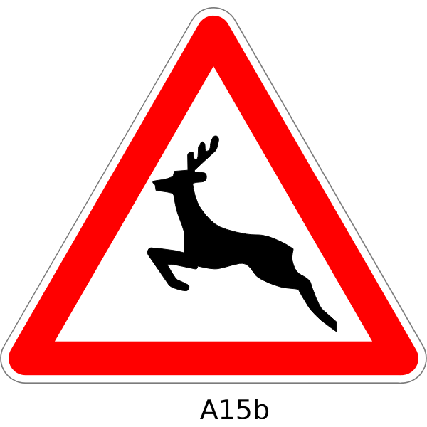SVG deer crossing traffic warning sign vector illustration