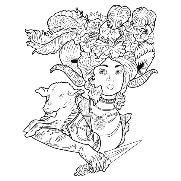 SVG Demonic lady line art