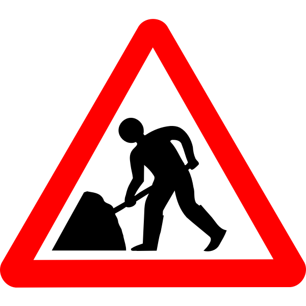 SVG Digging roadworks ahead warning sign vector drawing