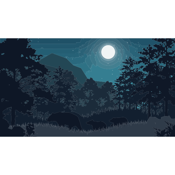SVG Digital night forest illustration