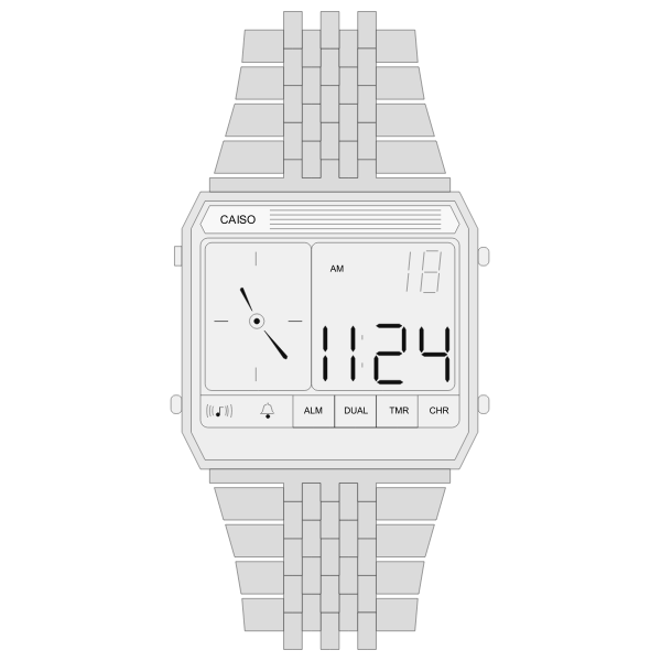 SVG Digital watch with metal strap vector image