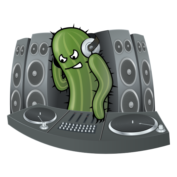 SVG DJ Cactus vector drawing