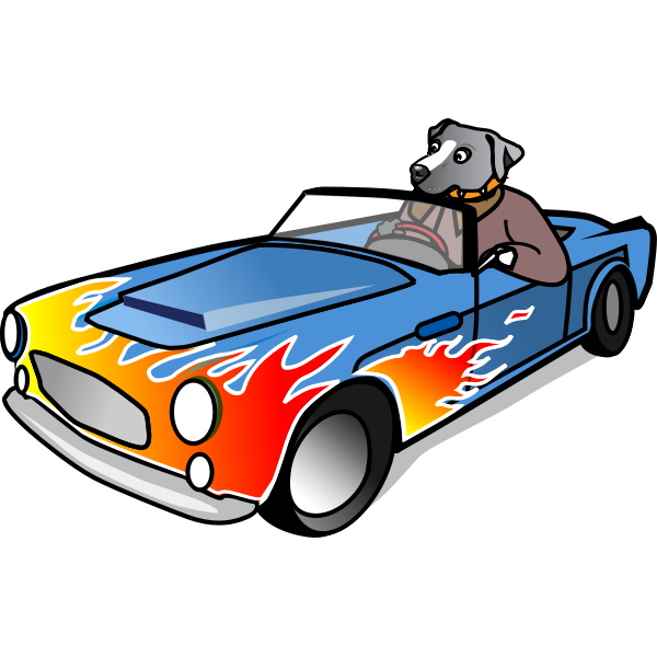 SVG Dog in sports car vector image
