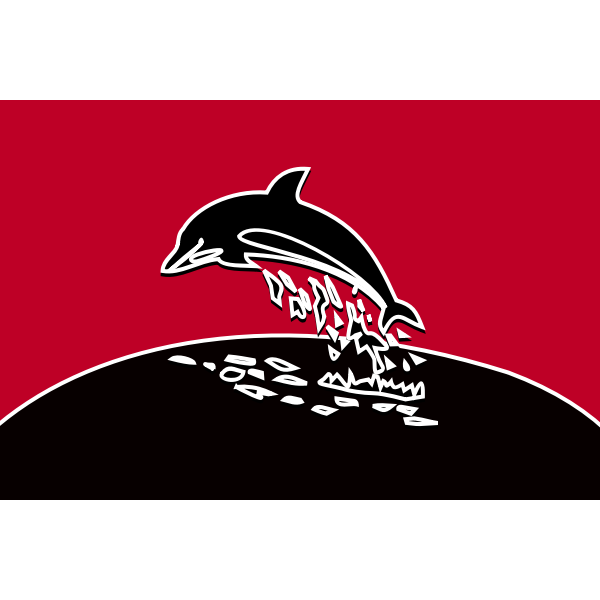 SVG dolphin black with shadow and redBG
