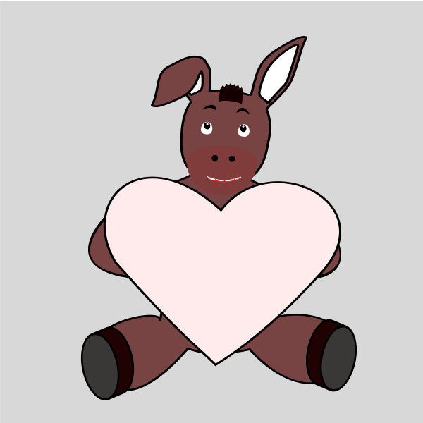 SVG Donkey holding heart vector drawing