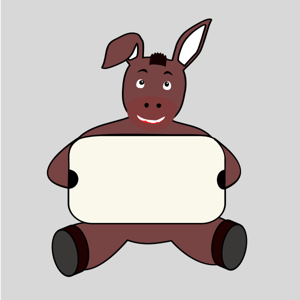 SVG Donkey holding rectangular sign vector illustration