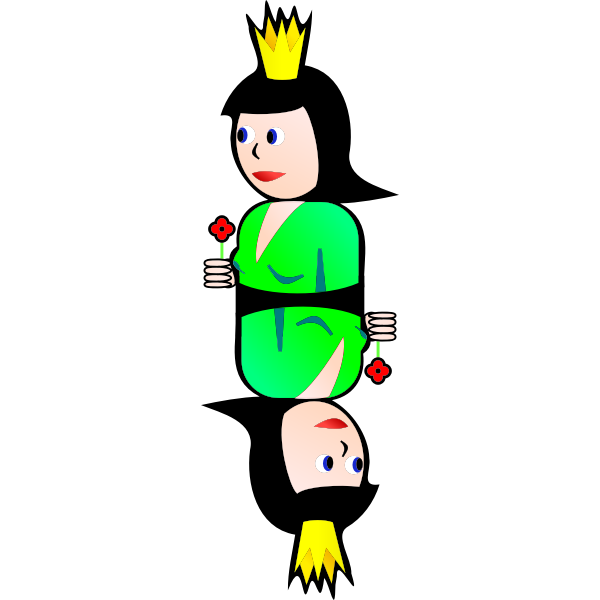 SVG Double Queen of Clubs cartoon vector graphics