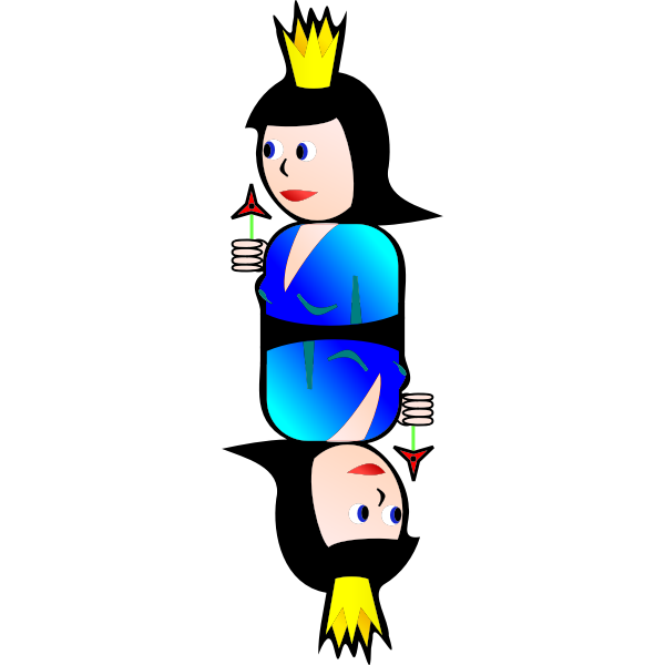 SVG Double Queen of Diamonds cartoon vector clip art
