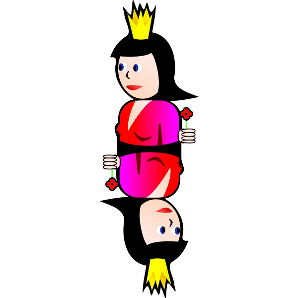 SVG Double Queen of Hearts cartoon vector drawing