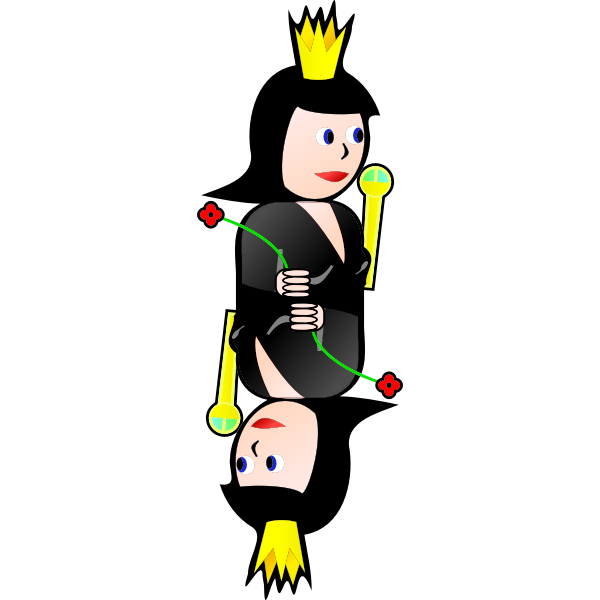 SVG Double Queen of Spades cartoon vector clip art