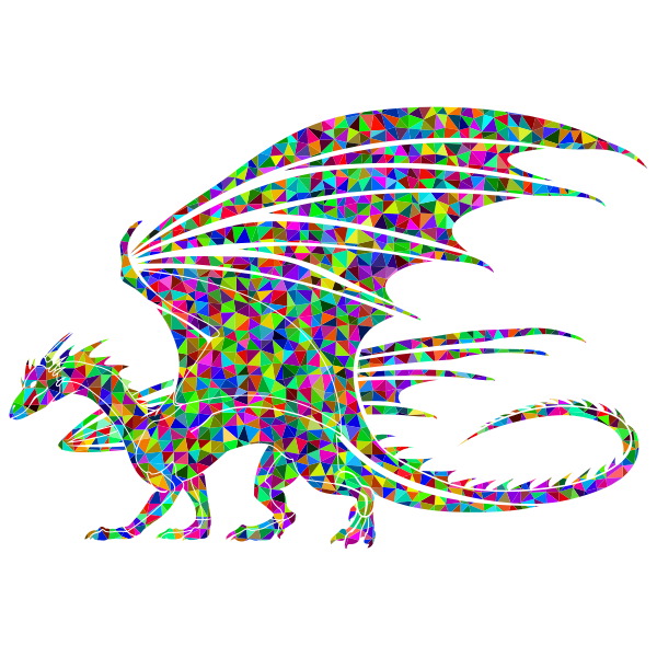 SVG Dragon silhouette prismatic pattern