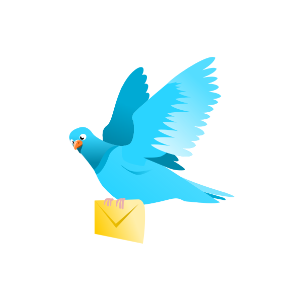 SVG Drawing of a flying pigeon delivering a message