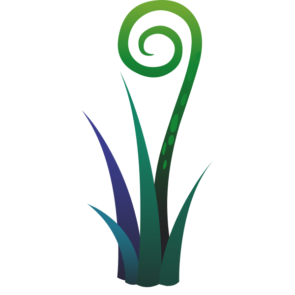 SVG Drawing of blue and green fern plant
