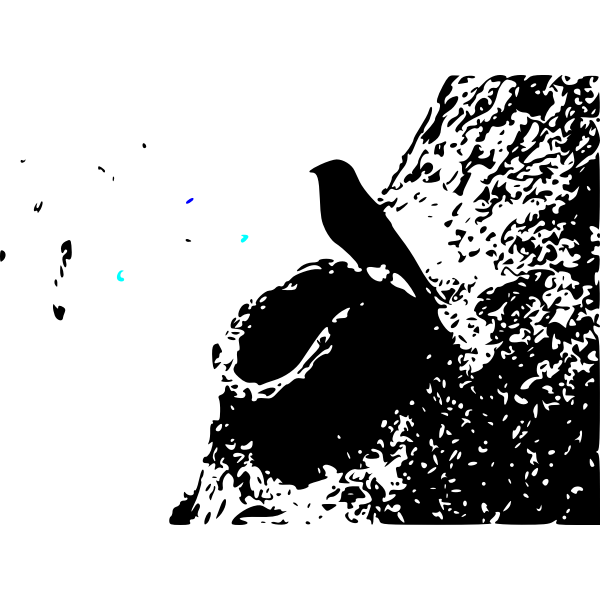 SVG Drawing of bluebird standing on a cavity nest