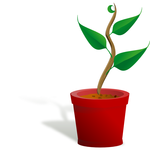 SVG Drawing of brown and green plant growing in a red pot