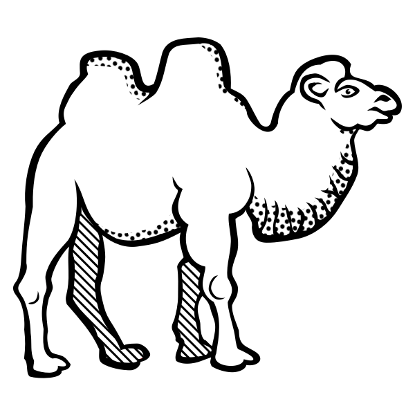 SVG Drawing of camel with spotty throat line art