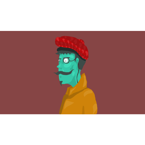 SVG Drawing of old man with green face
