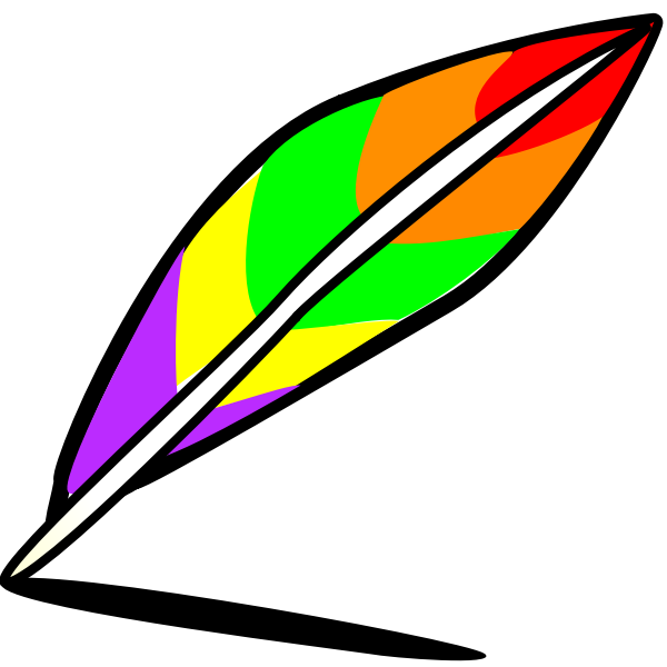 SVG Drawing of rainbow colored feather