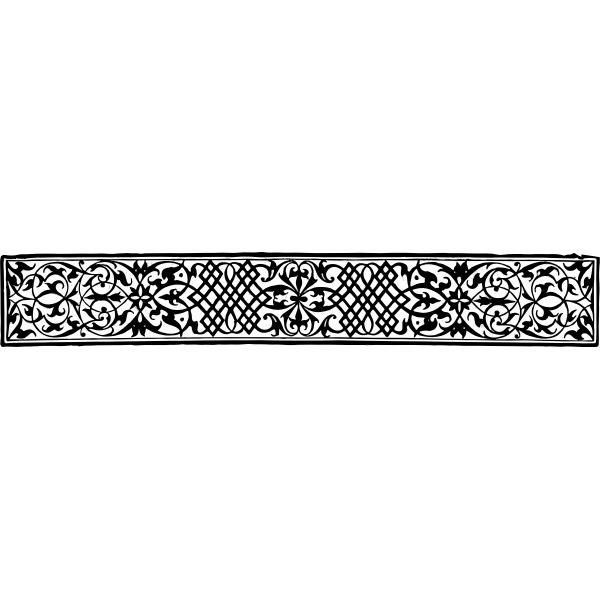 SVG Drawing of rectangular black and white ornamental banner