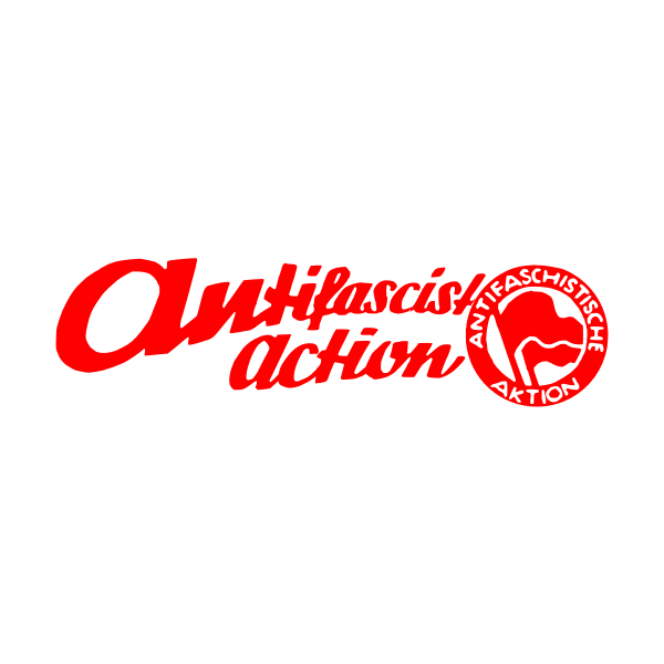 SVG Drawing of red sign with lettering antifascist action