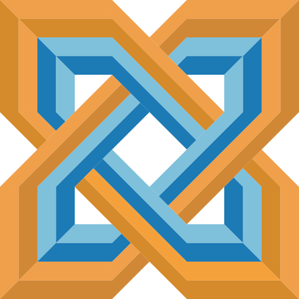 SVG Drawing of stylized blue and orange Celtic knot