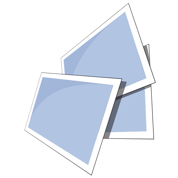 SVG Drawing of three images with blue background