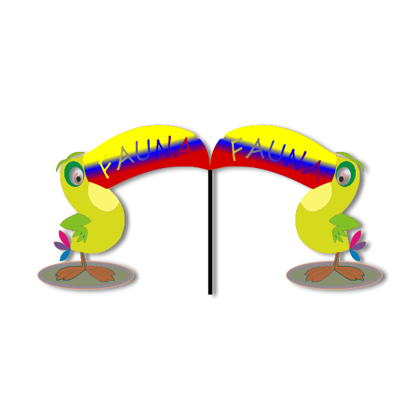 SVG Drawing of two toucan birds with their beaks joined together