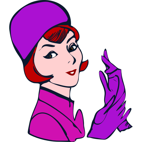 SVG Drawing of woman with viloet gloves