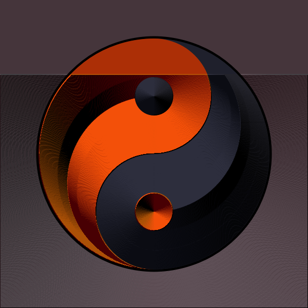 SVG Drawing of ying yang sign in gradual red and black color