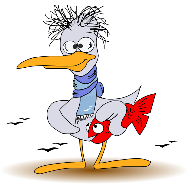SVG Duck with fish vector drawing