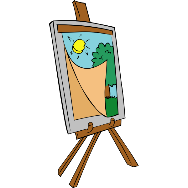 SVG Easel with kids painting vector image