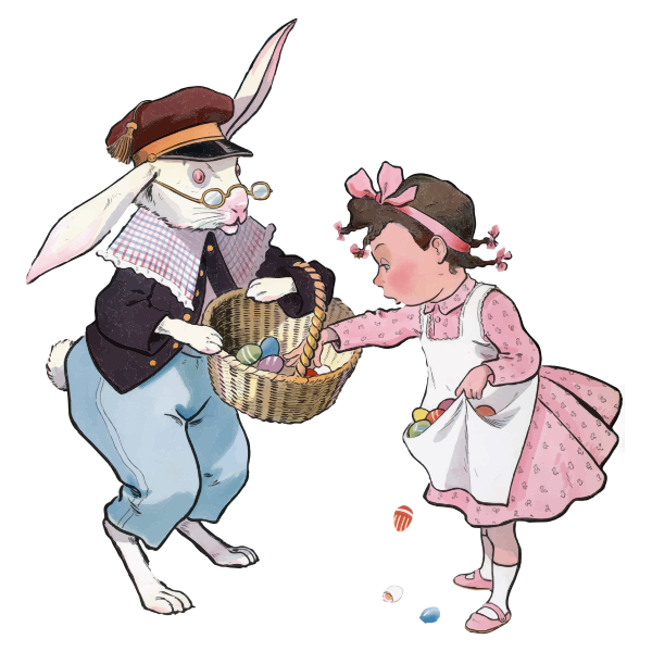 SVG Easter bunny and girl