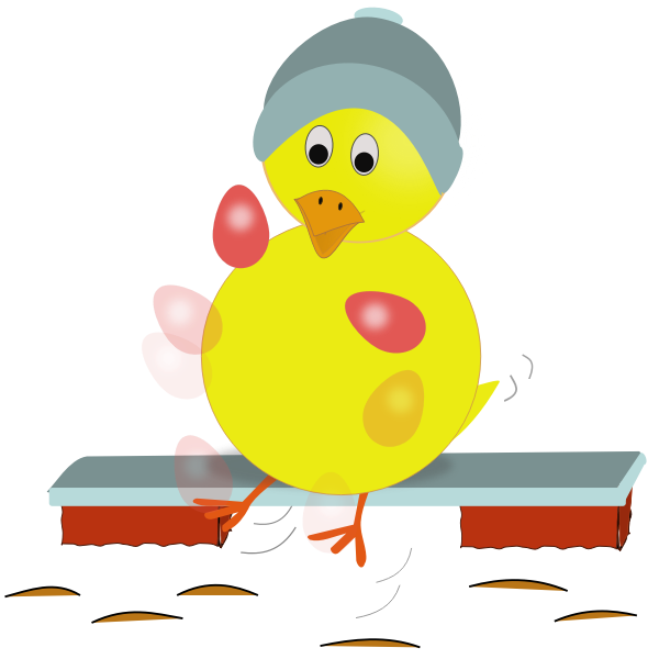 SVG Easter chicken juggling eggs vector image