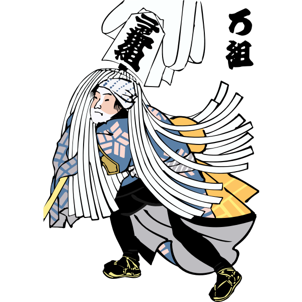 SVG Edo firefighter carrying a mop vector illustration