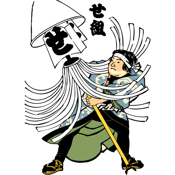 SVG Edo firefighter holding a lamp vector drawing