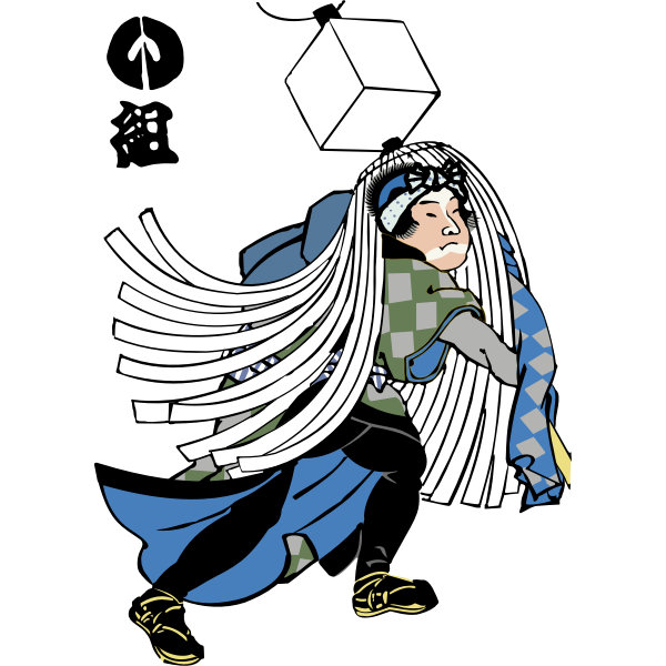 SVG Edo firefighter running in a blue cloak vector image