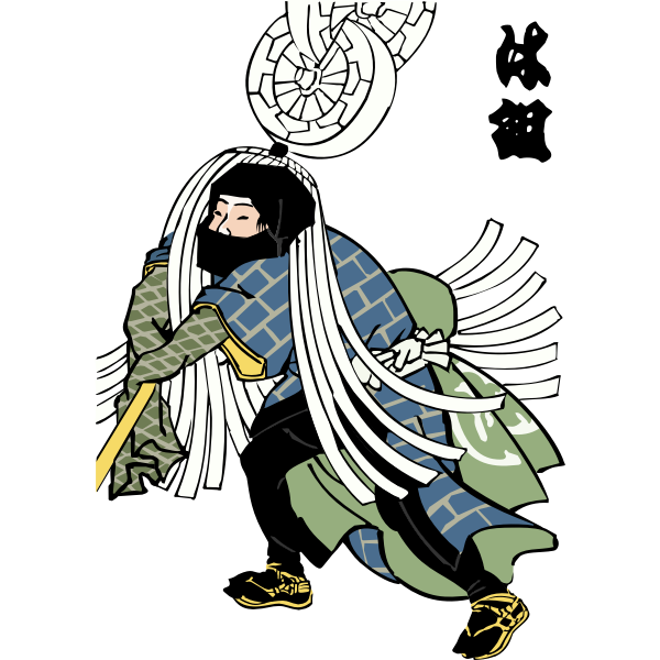 SVG Edo firefighter with covered mouth vector drawing