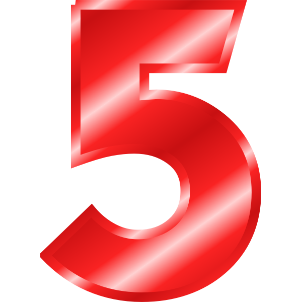 SVG Effect Letters Alphabet red number five