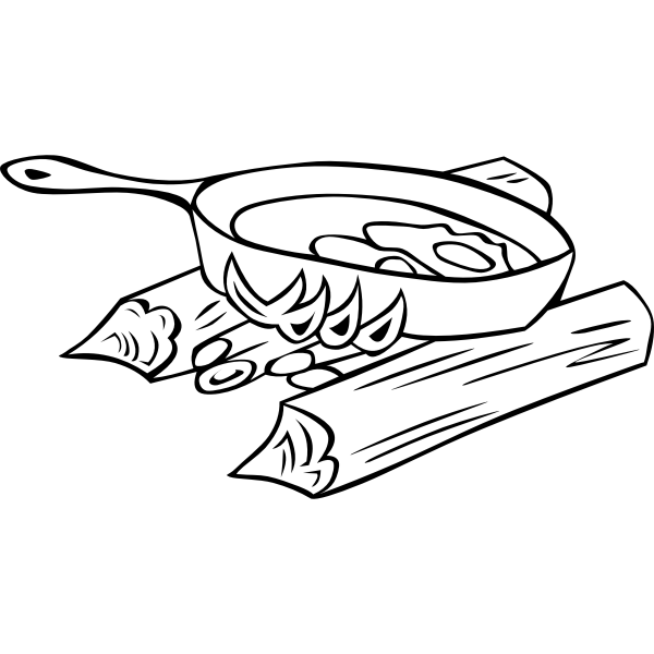 SVG Eggs baked on campfire vector clip art
