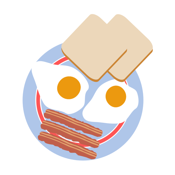 SVG Eggs with toast and bacon